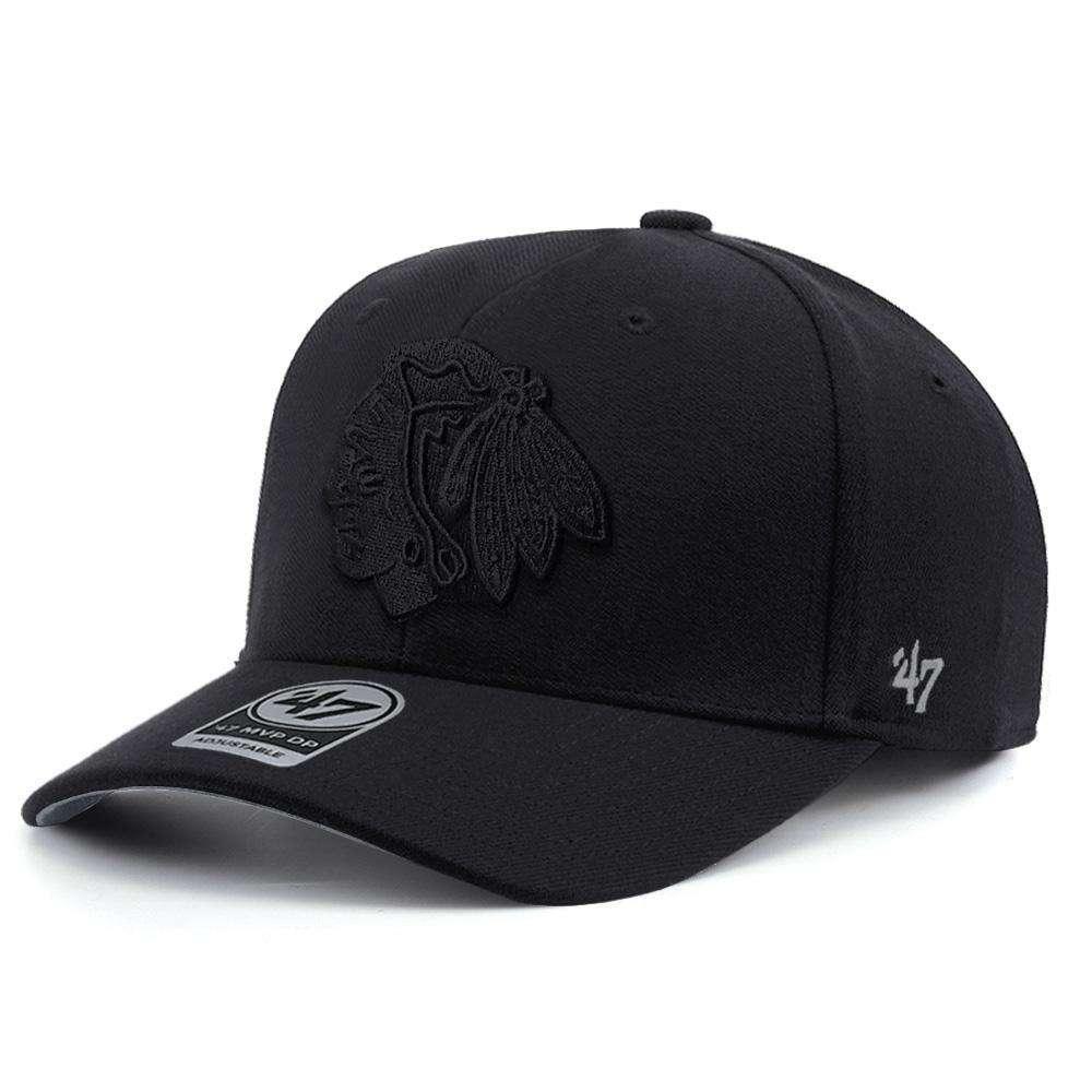 47 Brand Caps Chicago Blackhawks '47 NHL Black On Black Audible DB Pre-Curved Snapback Hat