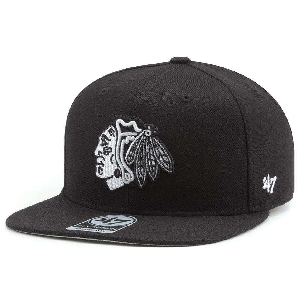 47 Brand Caps Chicago Blackhawks '47 NHL Black & White Captain Snapback Hat