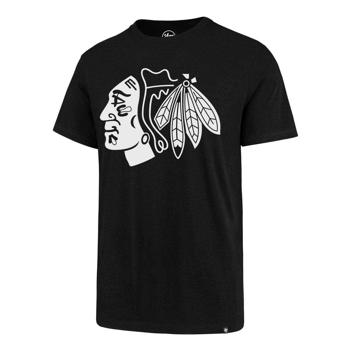 47 Brand T-Shirts Chicago Blackhawks '47 NHL Black & White Imprint Splitter T-Shirt - Black