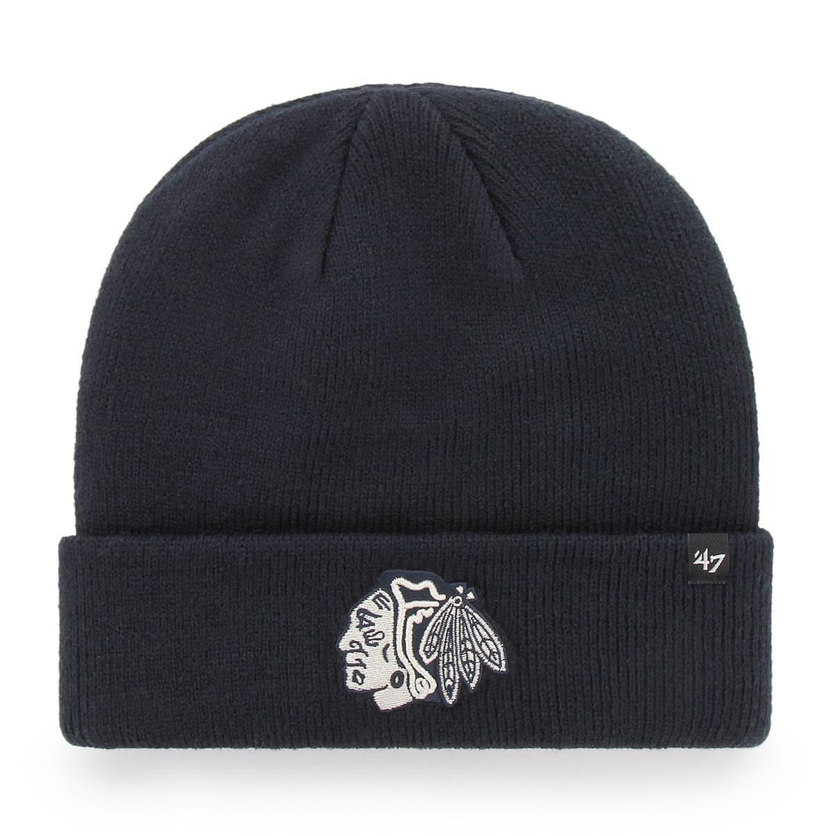 47 Brand Beanies Chicago Blackhawks '47 NHL Monochrome Logo Raised Cuff Knit Beanie - Navy
