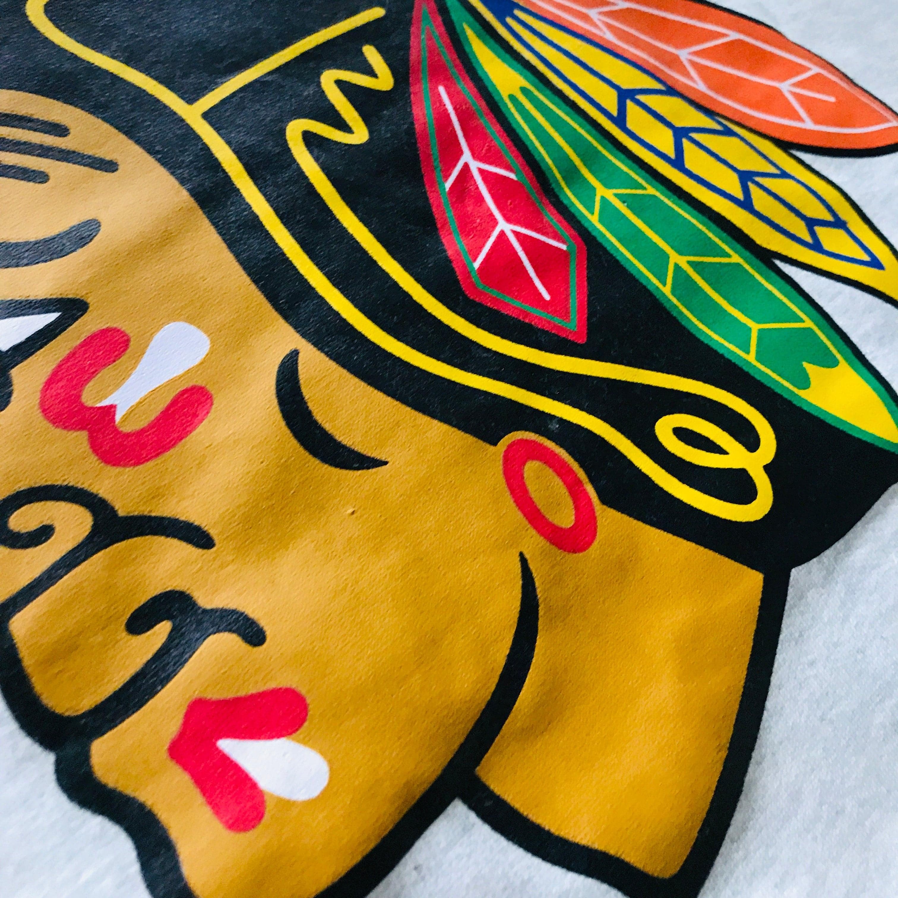 Majestic Athletic Jumpers Chicago Blackhawks Majestic NHL Prism Logo Hoodie Jumper - Cream Marle