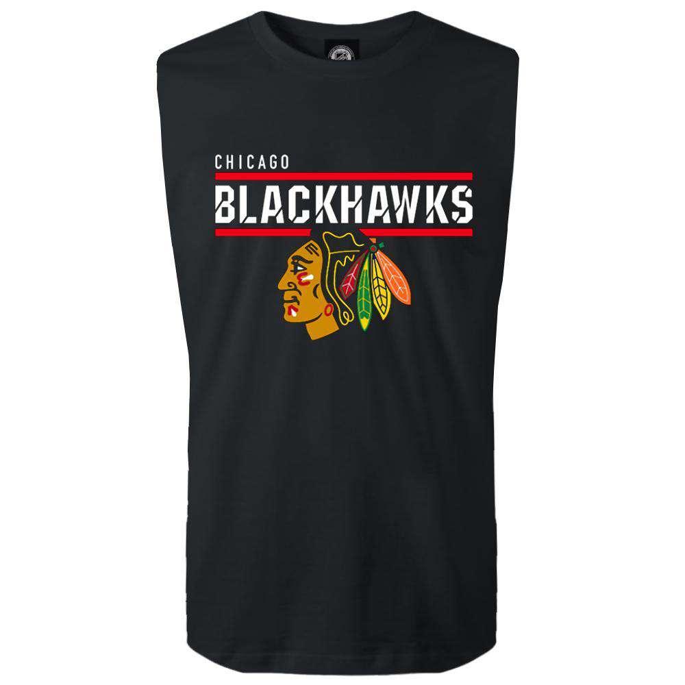 Majestic Athletic T-Shirts Chicago Blackhawks Majestic NHL Team Flex Sleeveless Muscle T-Shirt - Black