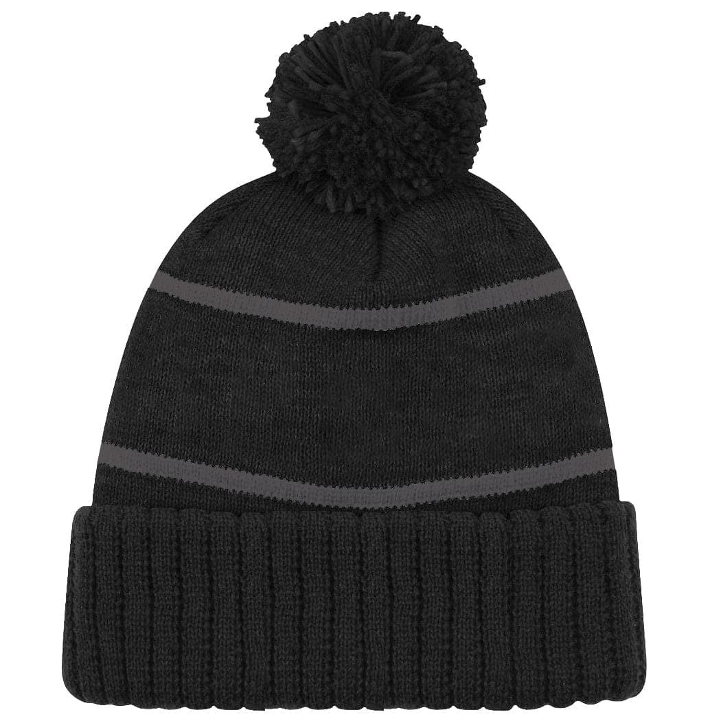 NHL Branded Beanies Chicago Blackhawks NHL Triple Black On Black Pom Knit Beanie - Black