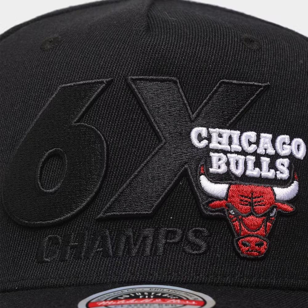 Mitchell And Ness Caps Chicago Bulls Mitchell & Ness NBA 6x Champs Classic Red Snapback Hat - Black
