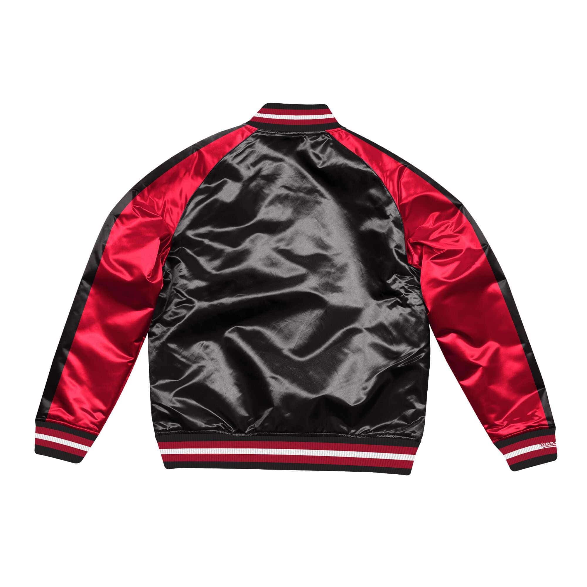 Mitchell And Ness Jackets Chicago Bulls Mitchell & Ness NBA Colour Blocked Satin Jacket - Black