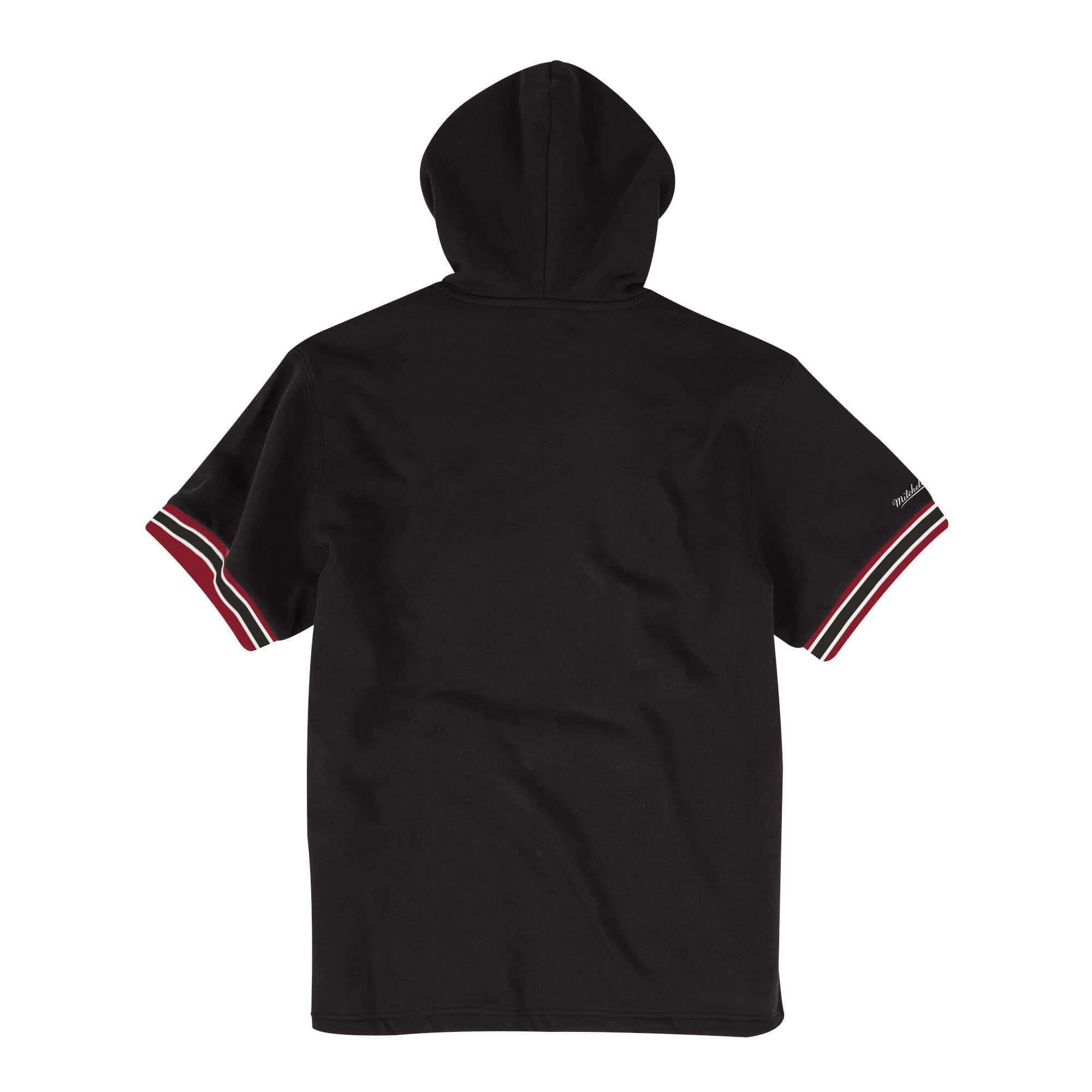 Mitchell And Ness Jumpers Chicago Bulls Mitchell & Ness NBA French Terry Short Sleeve Hoodie Jumper - Black