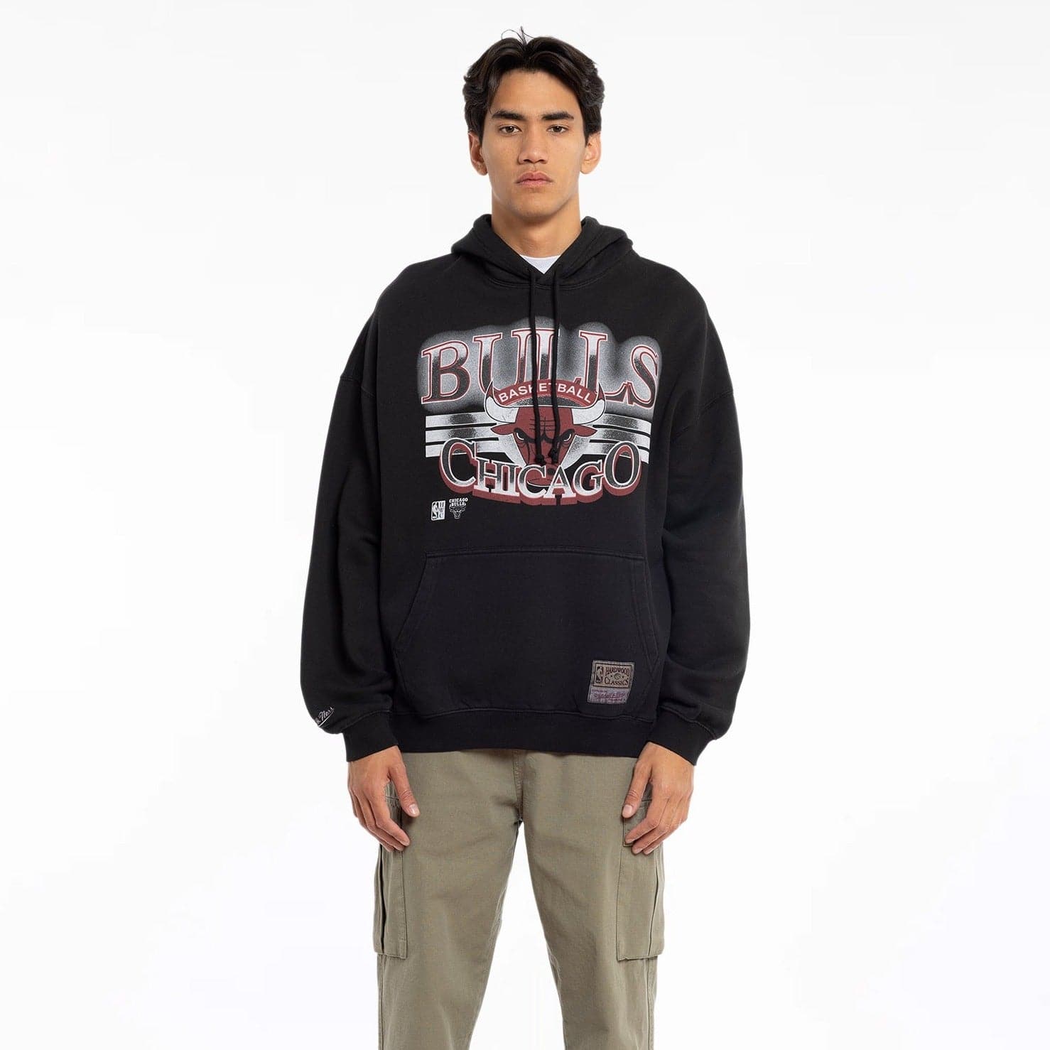 Mitchell And Ness Jumpers Chicago Bulls Mitchell & Ness NBA Glow Vintage Hoodie Jumper - Faded Black
