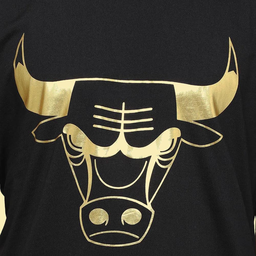 Mitchell And Ness T-Shirts Chicago Bulls Mitchell & Ness NBA Gold Logo T-Shirt - Black