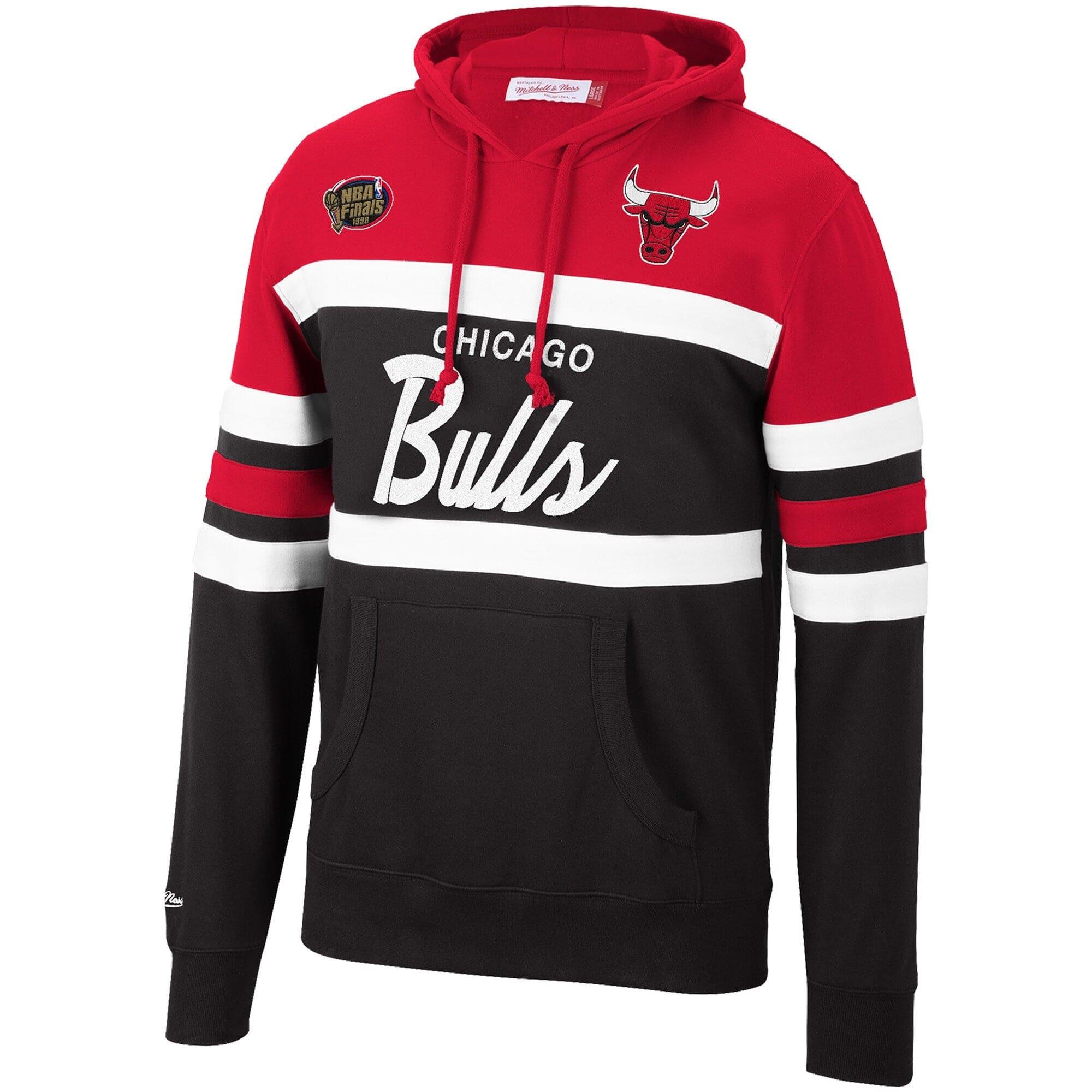 Mitchell And Ness Jumpers Chicago Bulls Mitchell & Ness NBA Head Coach Hoodie Jumper - Black