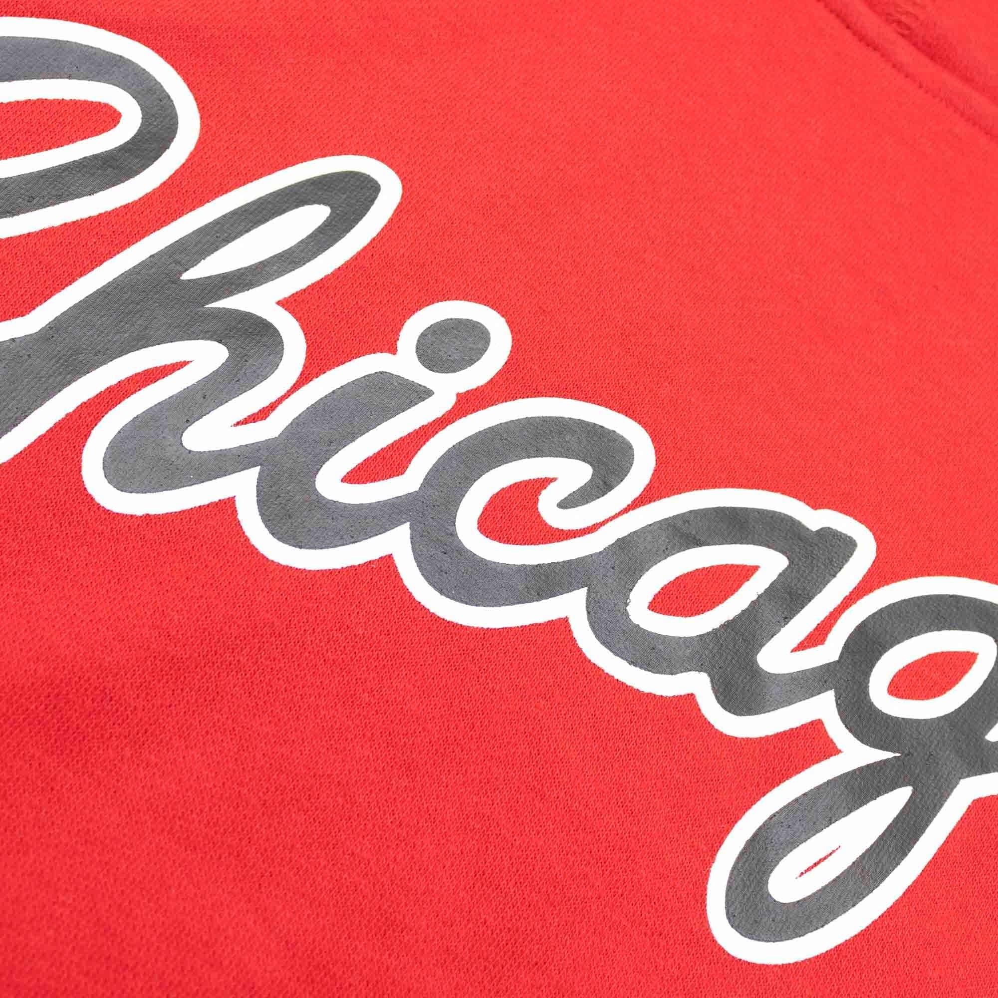 Mitchell And Ness Jumpers Chicago Bulls Mitchell & Ness NBA HWC French Terry Short Sleeve Hoodie Jumper - Red