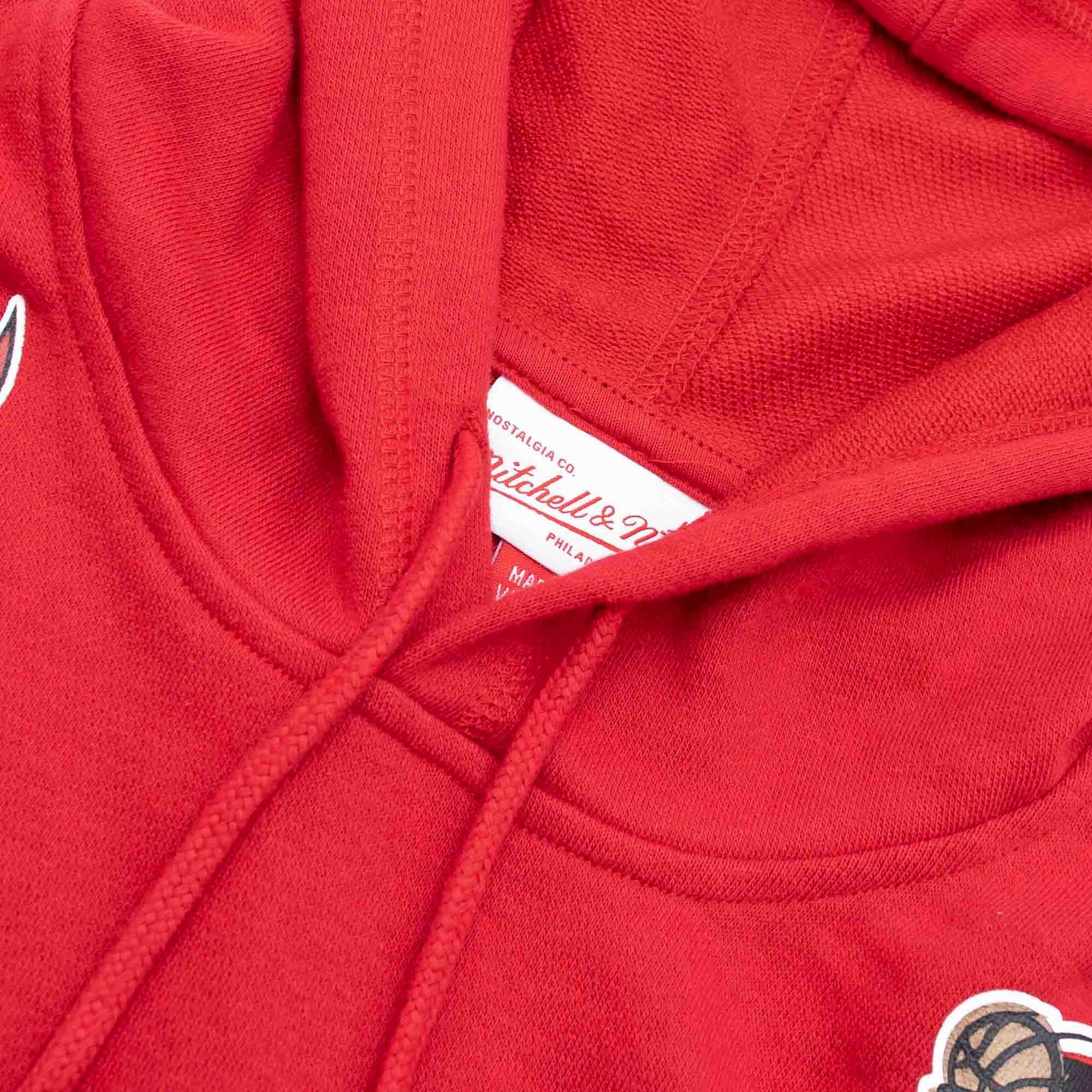 Mitchell And Ness Jumpers Chicago Bulls Mitchell & Ness NBA HWC French Terry Short Sleeve Hoodie Jumper - Red