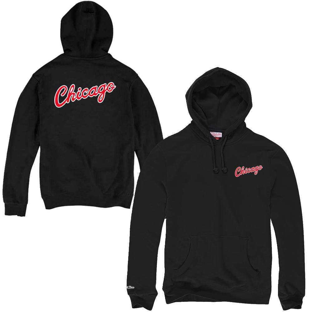 Mitchell And Ness Jumpers Chicago Bulls Mitchell & Ness NBA HWC Pocket Wordmark Hoodie Jumper - Black