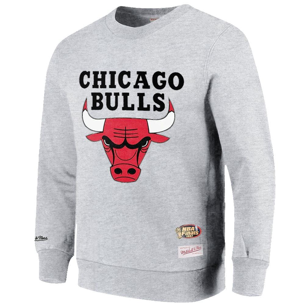 Mitchell And Ness Jumpers Chicago Bulls Mitchell & Ness NBA HWC Throwback Logo Crew Jumper - White Marle