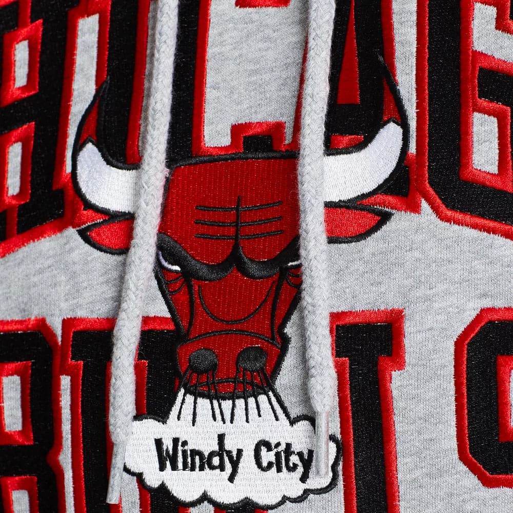 Mitchell And Ness Jumpers Chicago Bulls Mitchell & Ness NBA Playoff Win Hoodie Jumper - Grey