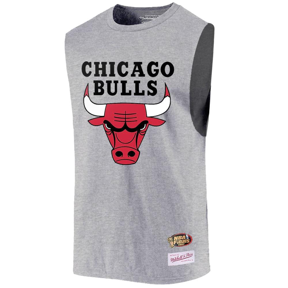 Mitchell And Ness T-Shirts Chicago Bulls Mitchell & Ness NBA Retro Sleeveless Muscle T-Shirt - Grey Marle