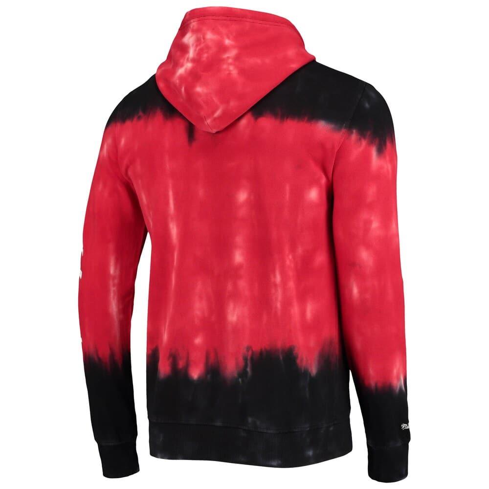 Mitchell And Ness Jumpers Chicago Bulls Mitchell & Ness NBA Tie Dye Premium Hoodie Jumper - Red