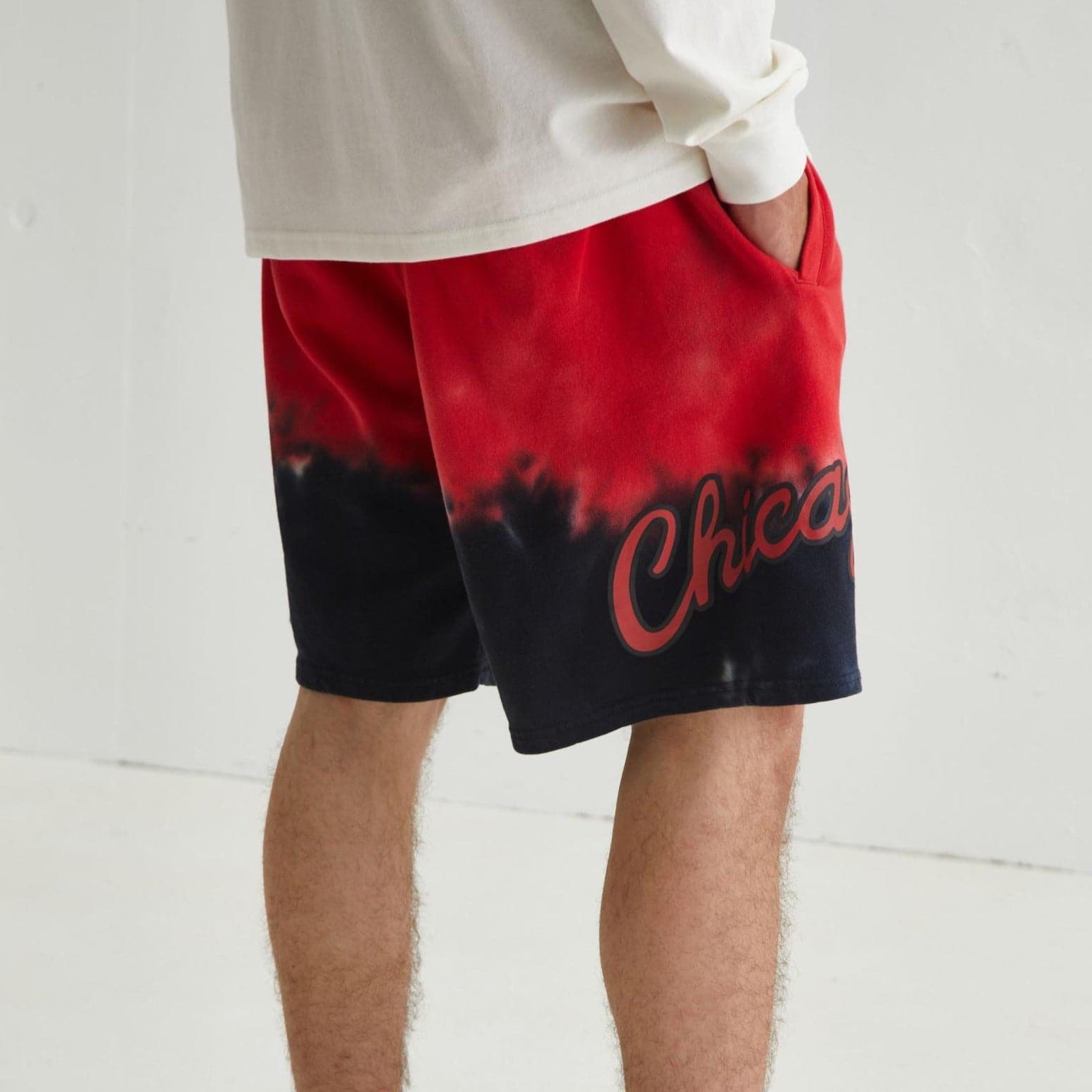 Mitchell And Ness Shorts Chicago Bulls Mitchell & Ness NBA Tie Dye Premium Terry Shorts - Red
