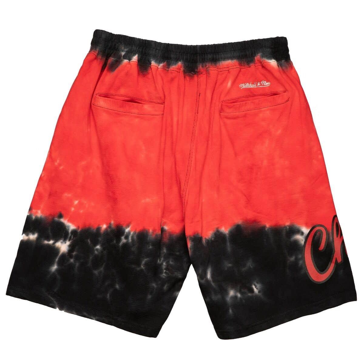 Mitchell And Ness Shorts Chicago Bulls Mitchell & Ness NBA Tie Dye Premium Terry Shorts - Red