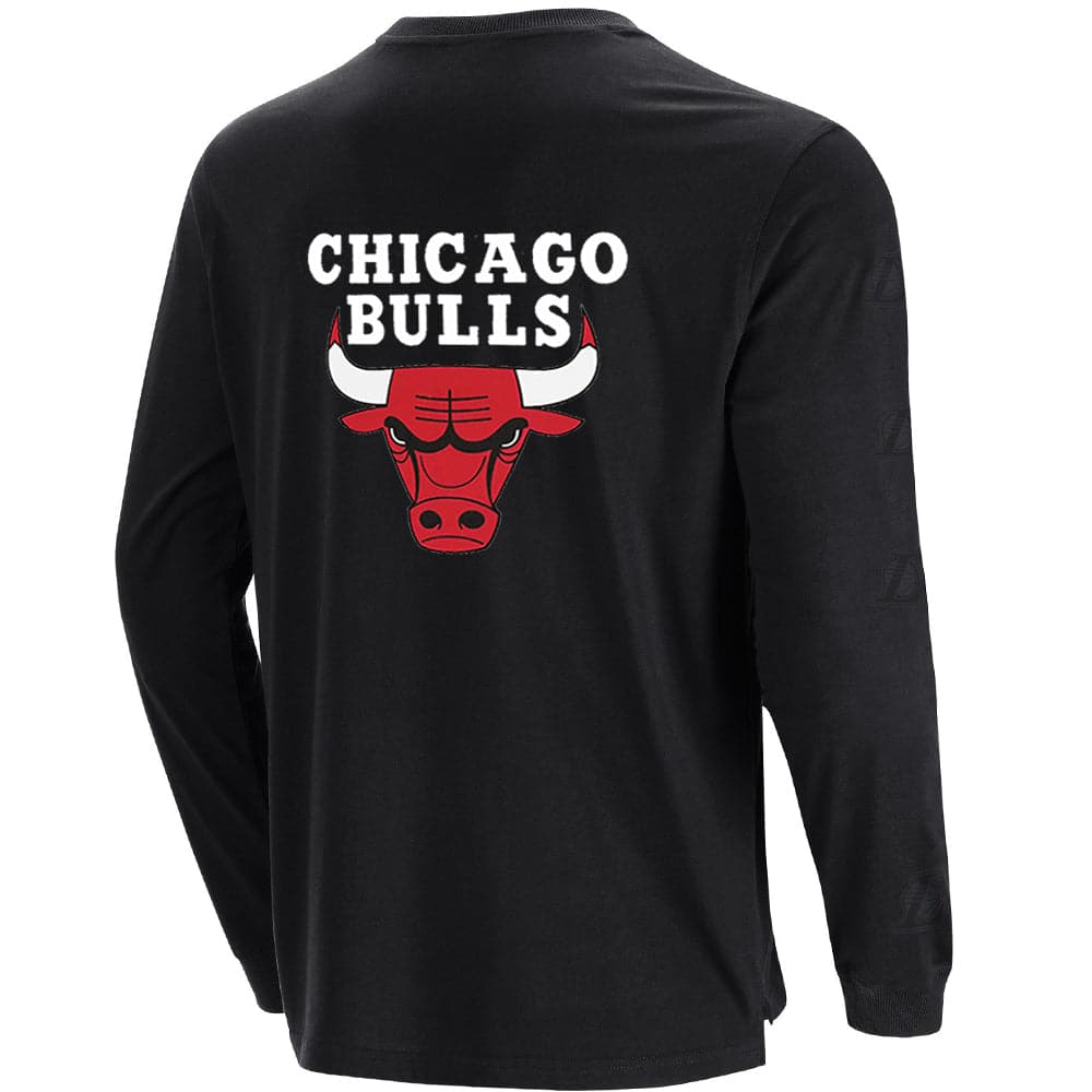 NBA Essentials T-Shirts Chicago Bulls NBA Essentials Team Flip Long Sleeve T-Shirt - Black
