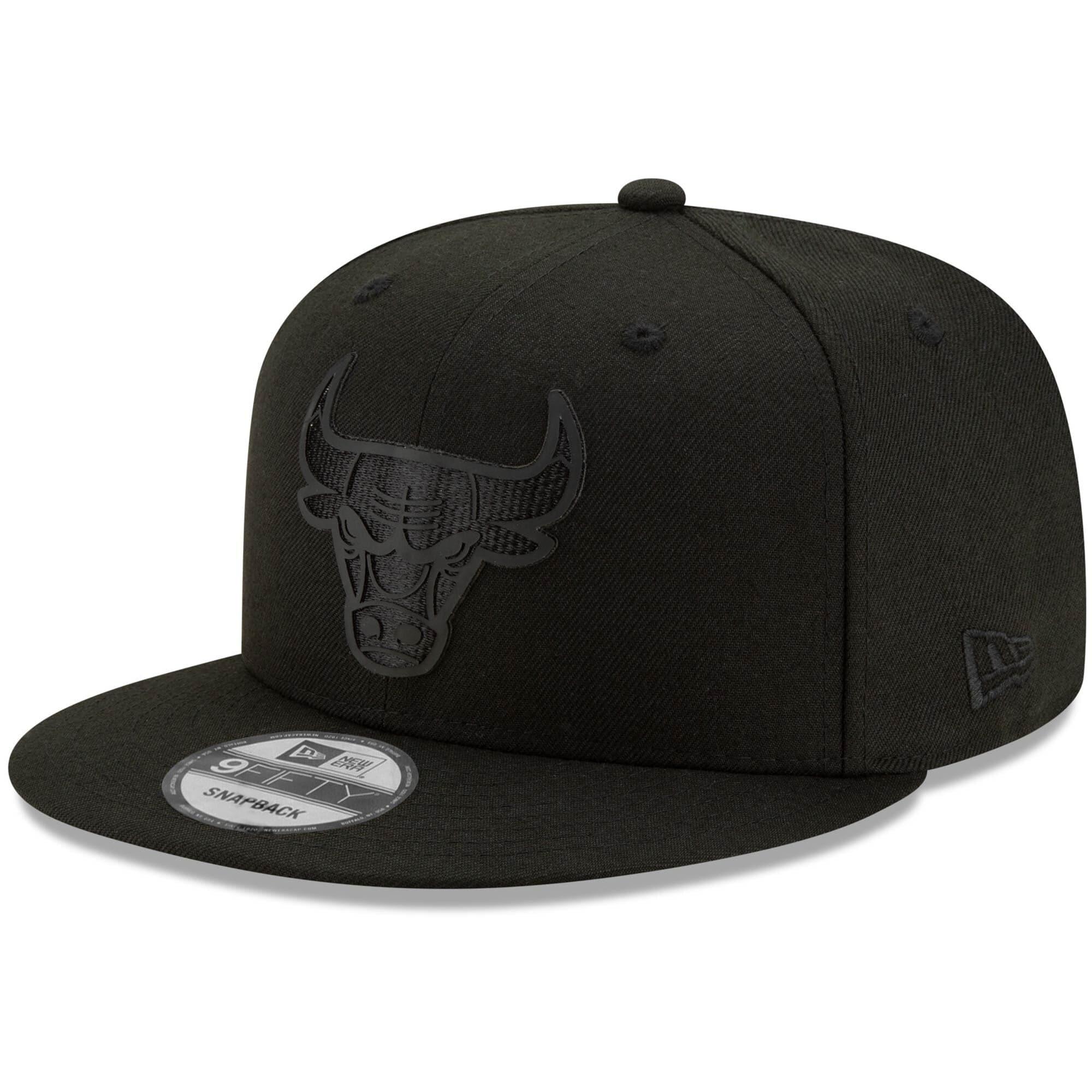 New Era Caps Chicago Bulls New Era NBA 2020 Black On Black Back Half 9FIFTY Snapback Hat