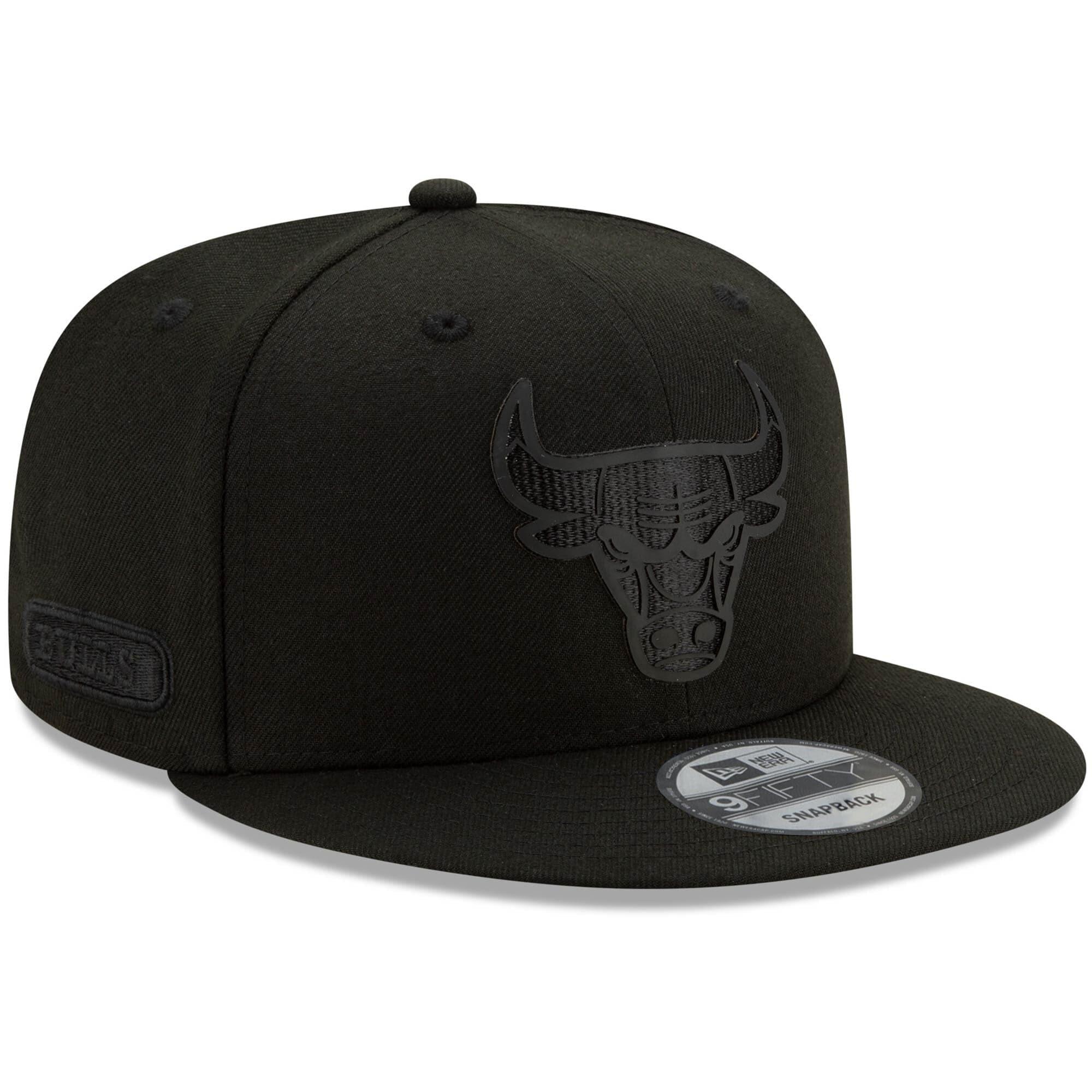 New Era Caps Chicago Bulls New Era NBA 2020 Black On Black Back Half 9FIFTY Snapback Hat