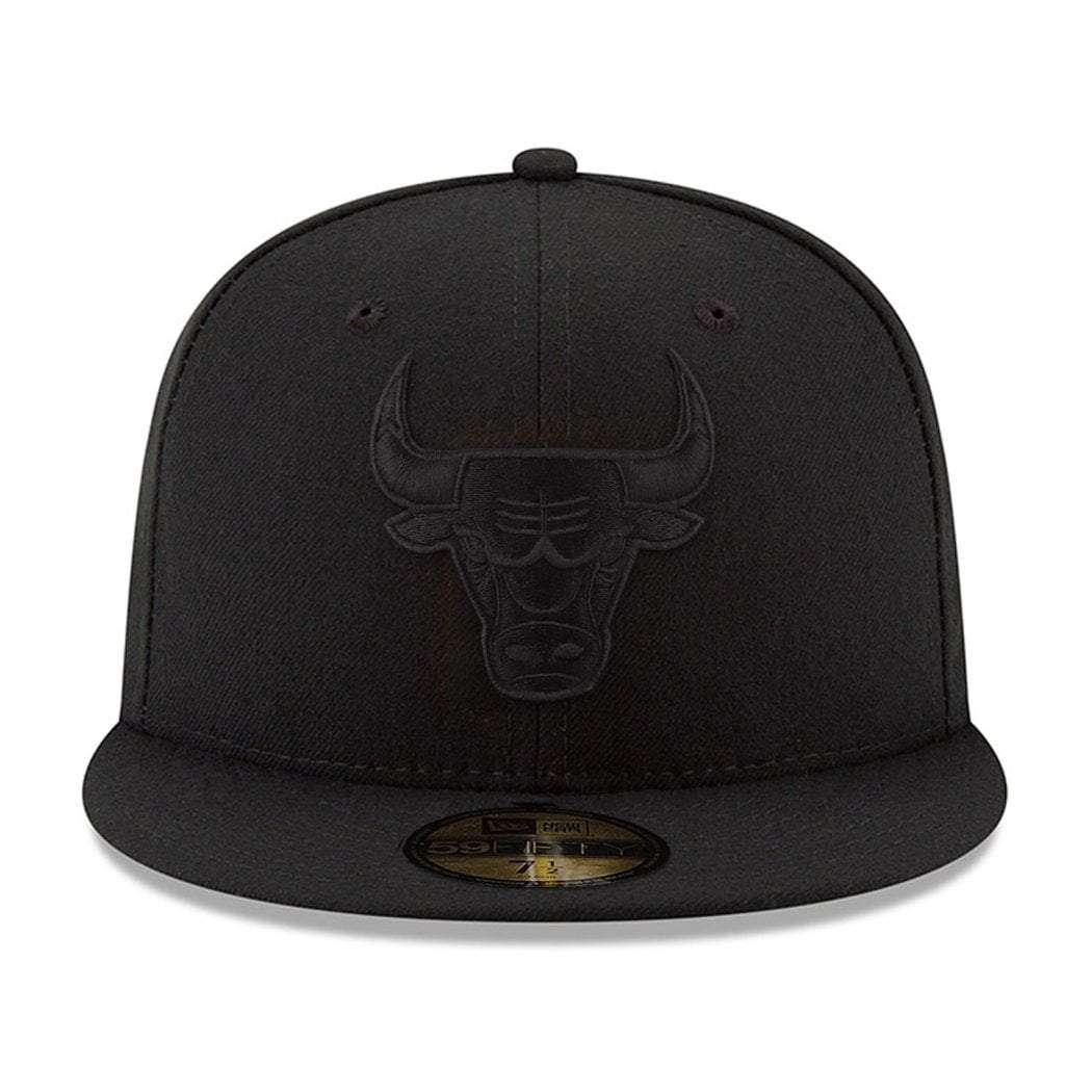 New Era Caps Chicago Bulls New Era NBA Black On Black Team Logo 59FIFTY Fitted Hat
