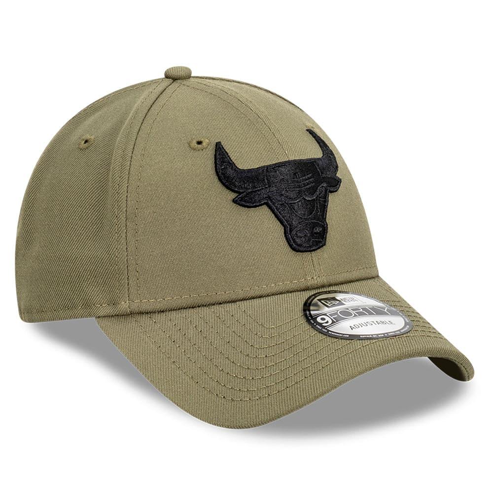New Era Caps Chicago Bulls New Era NBA Black Tonal 9FORTY Snapback Curve Hat - Olive