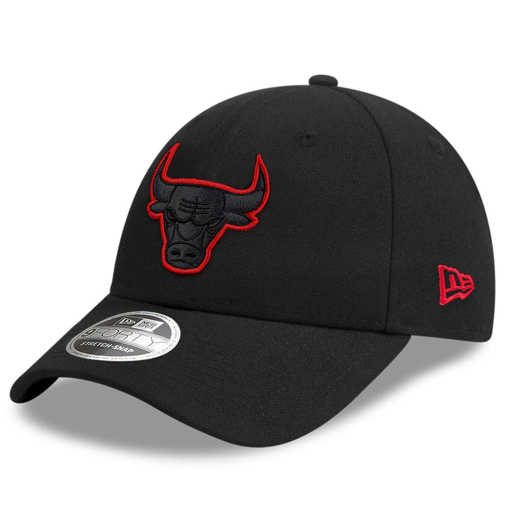 New Era Caps Chicago Bulls New Era NBA Borderline 9FORTY Stretch Snap Curve Snapback Hat - Black