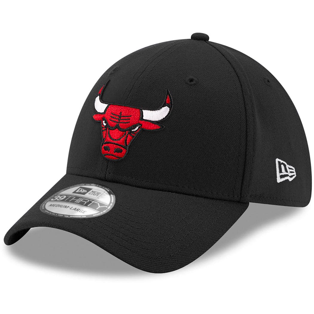 New Era Caps Chicago Bulls New Era NBA Team 39THIRTY Flex Fit Curve Hat - Black
