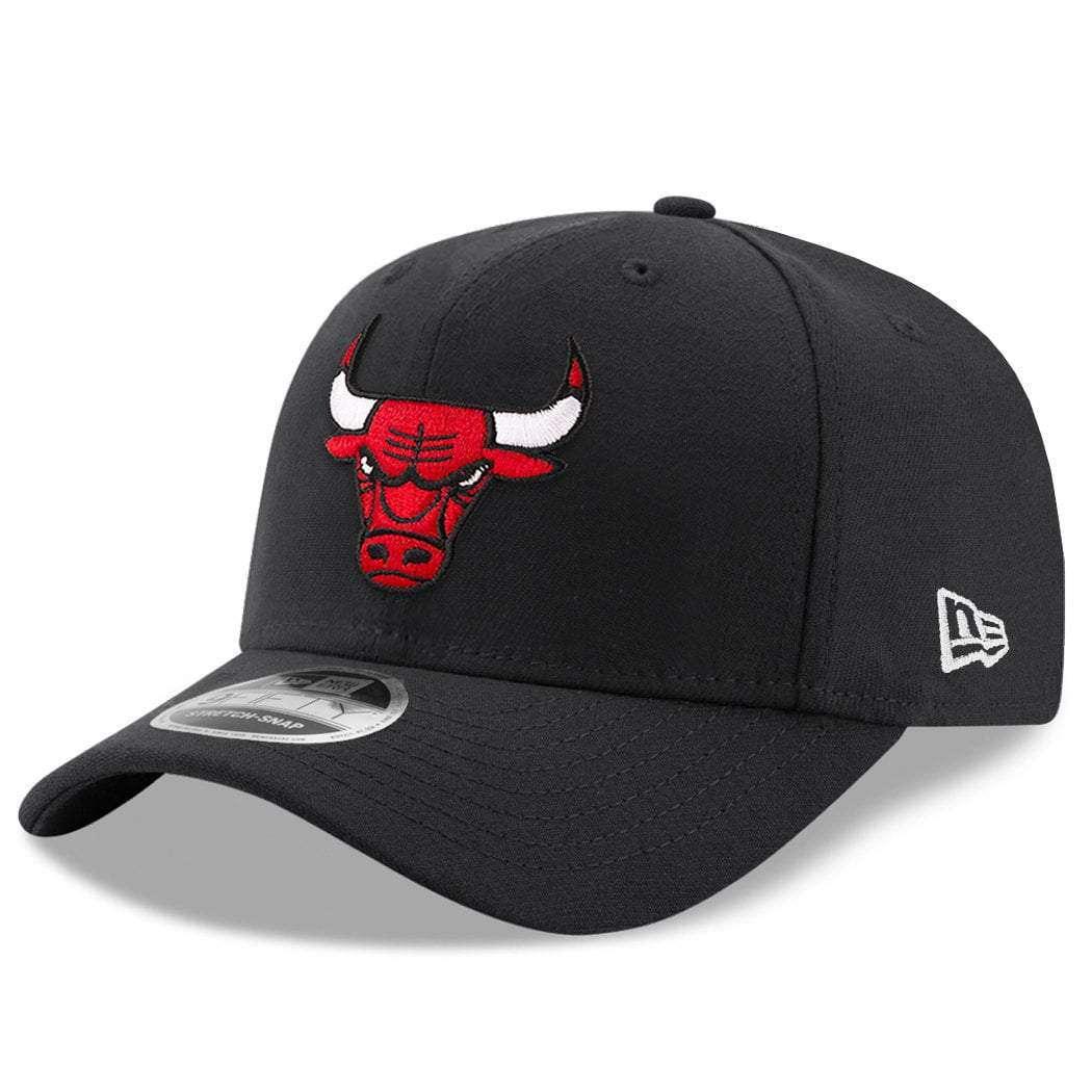New Era Caps Chicago Bulls New Era NBA Team Stretch-Snap 9FIFTY Curved Snapback Hat - Black