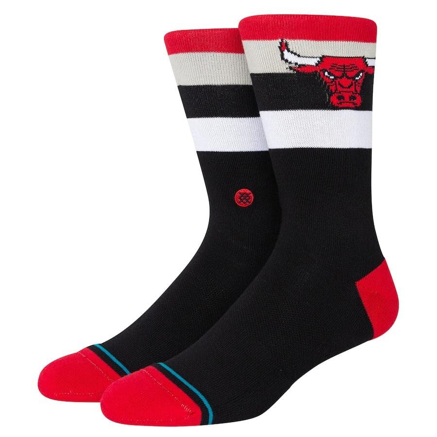 Stance Socks Large (9-12 US) Chicago Bulls Stance NBA Stripe Crew Socks - Black