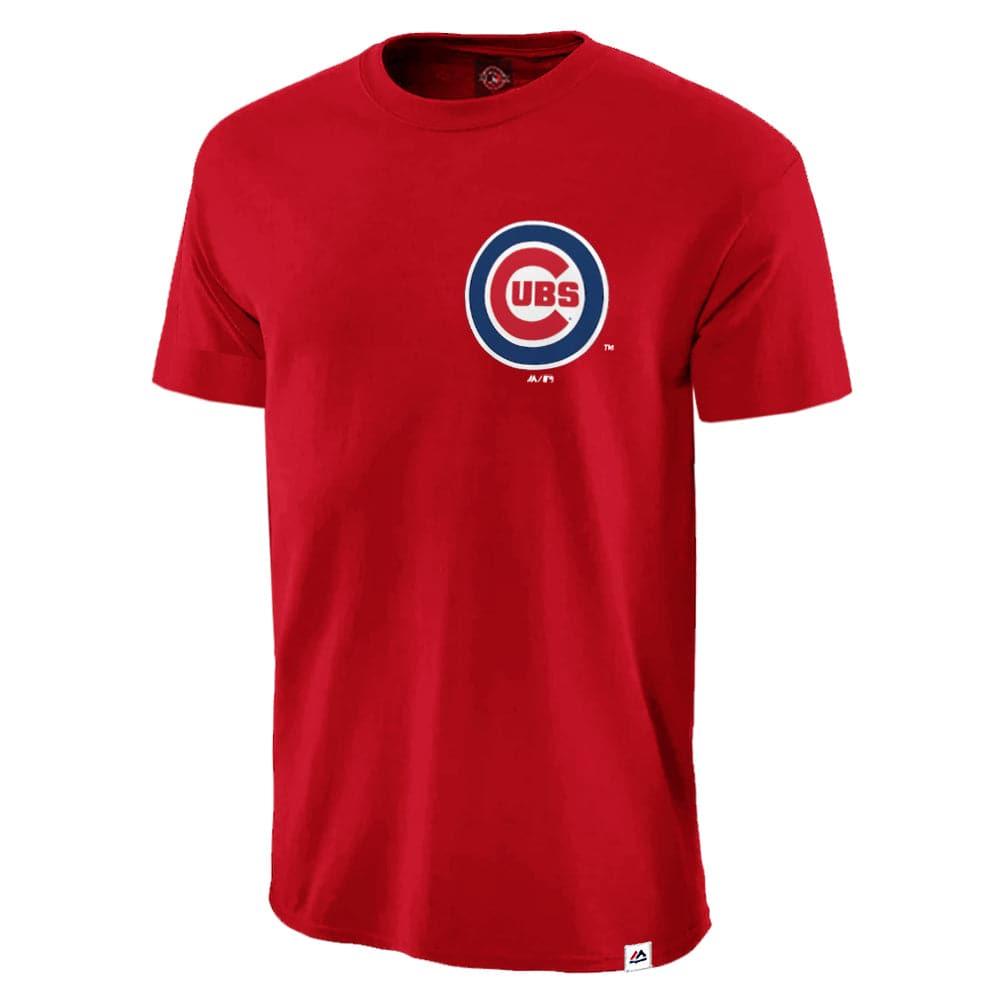 Majestic Athletic T-Shirts Chicago Cubs Majestic MLB Jeaner Logo T-Shirt - Mars Red