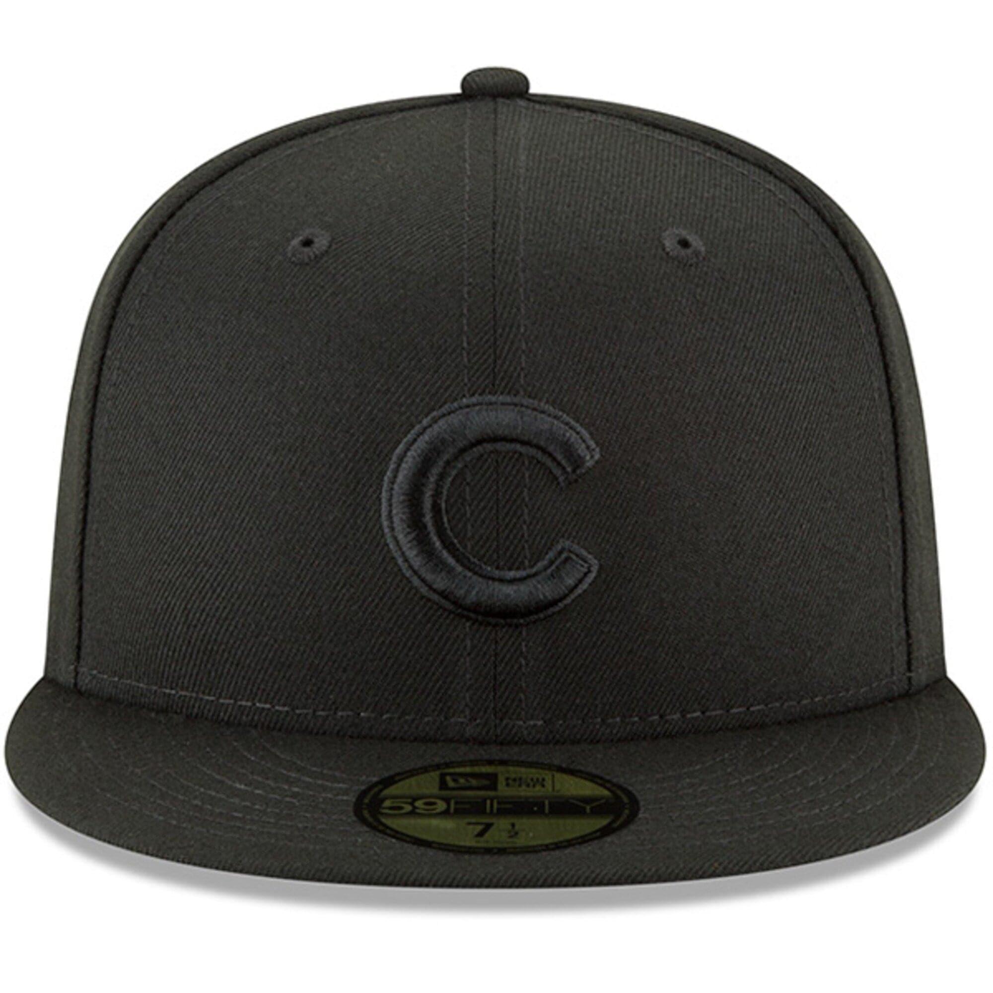 New Era Caps Chicago Cubs New Era MLB Black On Black 59FIFTY Fitted Hat - Black