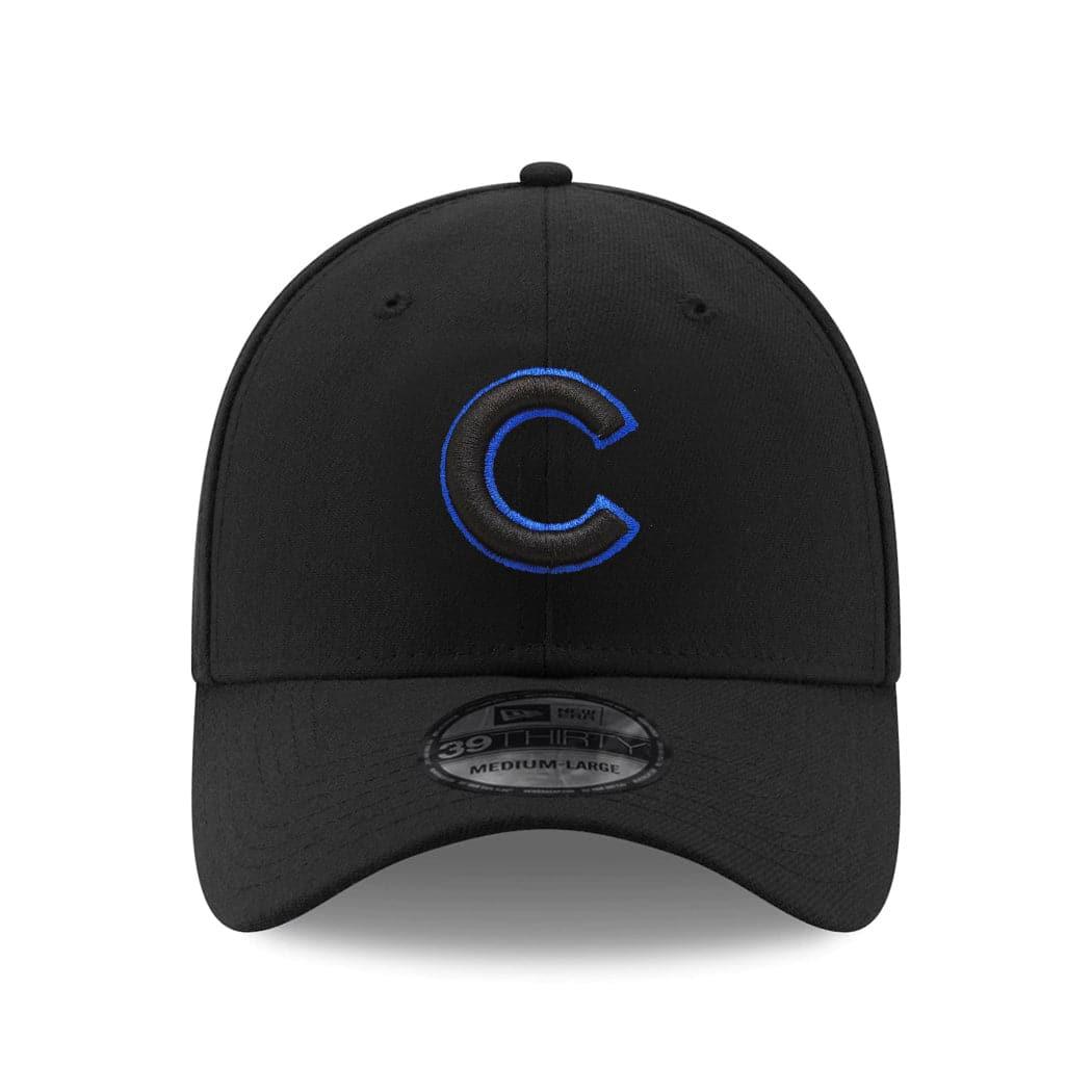 New Era Caps Chicago Cubs New Era MLB Outline Pop 39THIRTY Flex Fit Curve Hat - Black
