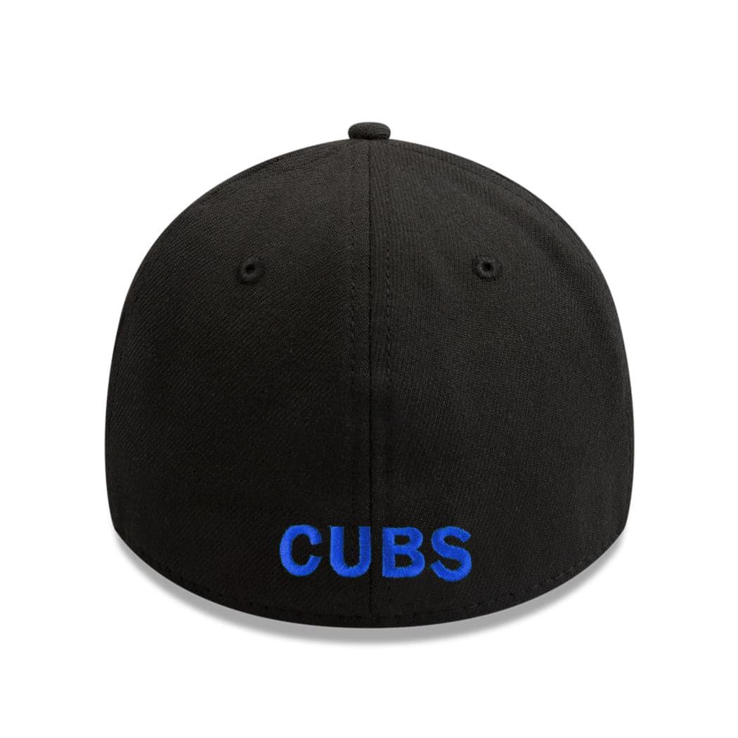 New Era Caps Chicago Cubs New Era MLB Outline Pop 39THIRTY Flex Fit Curve Hat - Black