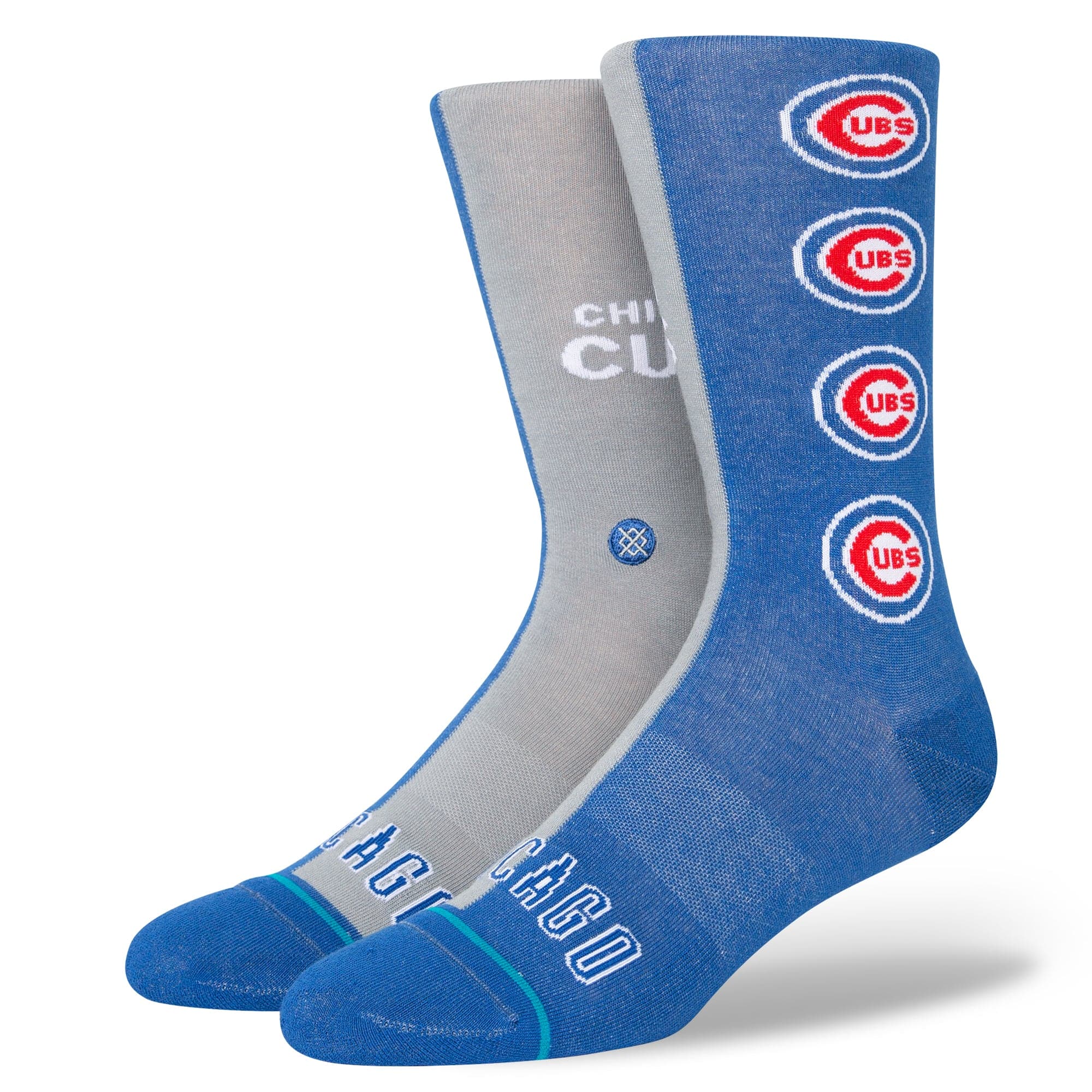Stance Socks Large (9-12 US) Chicago Cubs Stance MLB Grey Split Crew Socks - Blue