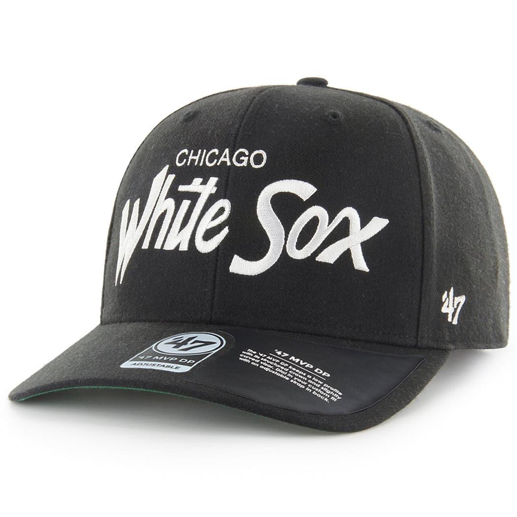 47 Brand Caps Chicago White Sox ‘47 MLB Replica Script MVP DP Pre-Curved Snapback Hat - Black