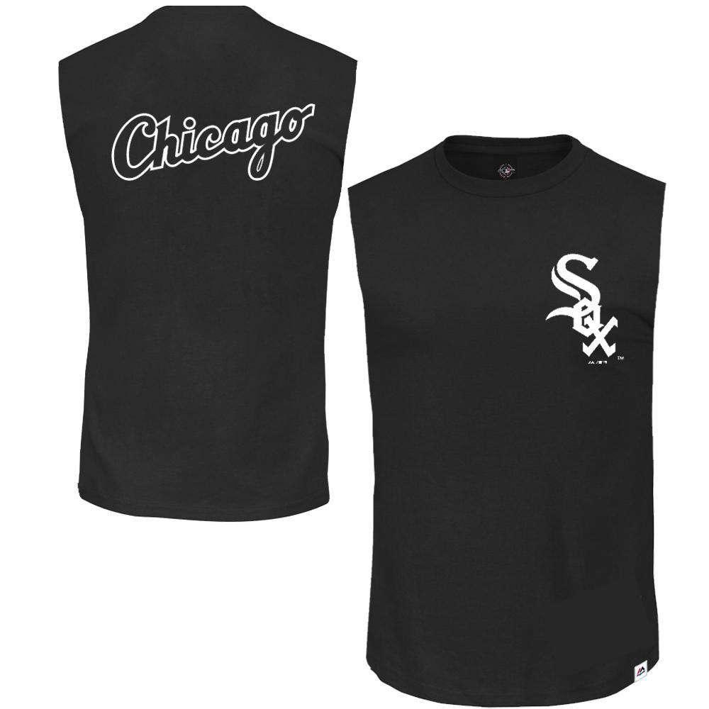 Majestic Athletic T-Shirts Chicago White Sox Majestic MLB Englewood Sleeveless Muscle T-Shirt - Black