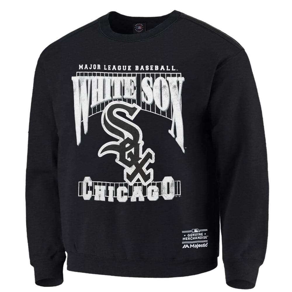 Majestic Athletic Jumpers Chicago White Sox Majestic MLB Stripe Arch Vintage Crew Jumper - Faded Black