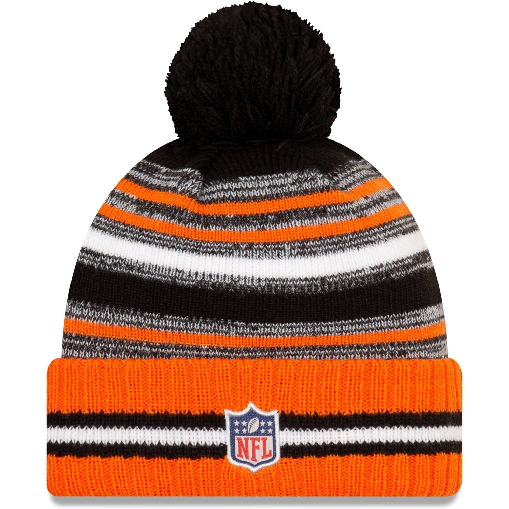 New Era Beanies Cincinnati Bengals New Era NFL 2021 Sideline Team Pom Knit Beanie - Black