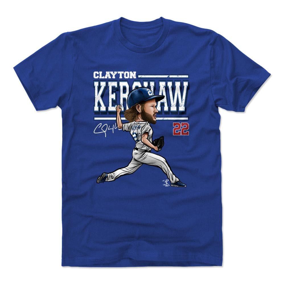 500 Level T-Shirts Clayton Kershaw Los Angeles Dodgers 500 Level MLB Cartoon T-Shirt - Blue