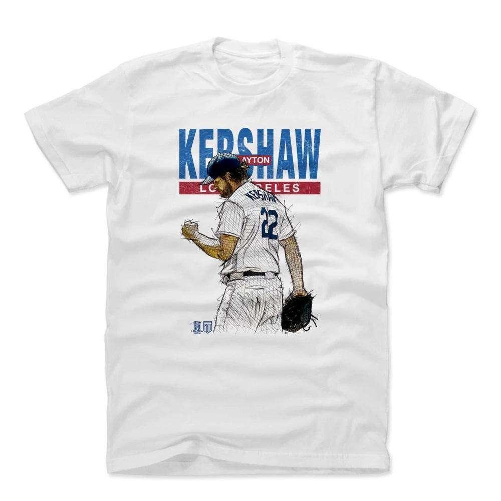 500 Level T-Shirts Clayton Kershaw Los Angeles Dodgers 500 Level MLB Sketch T-Shirt - White
