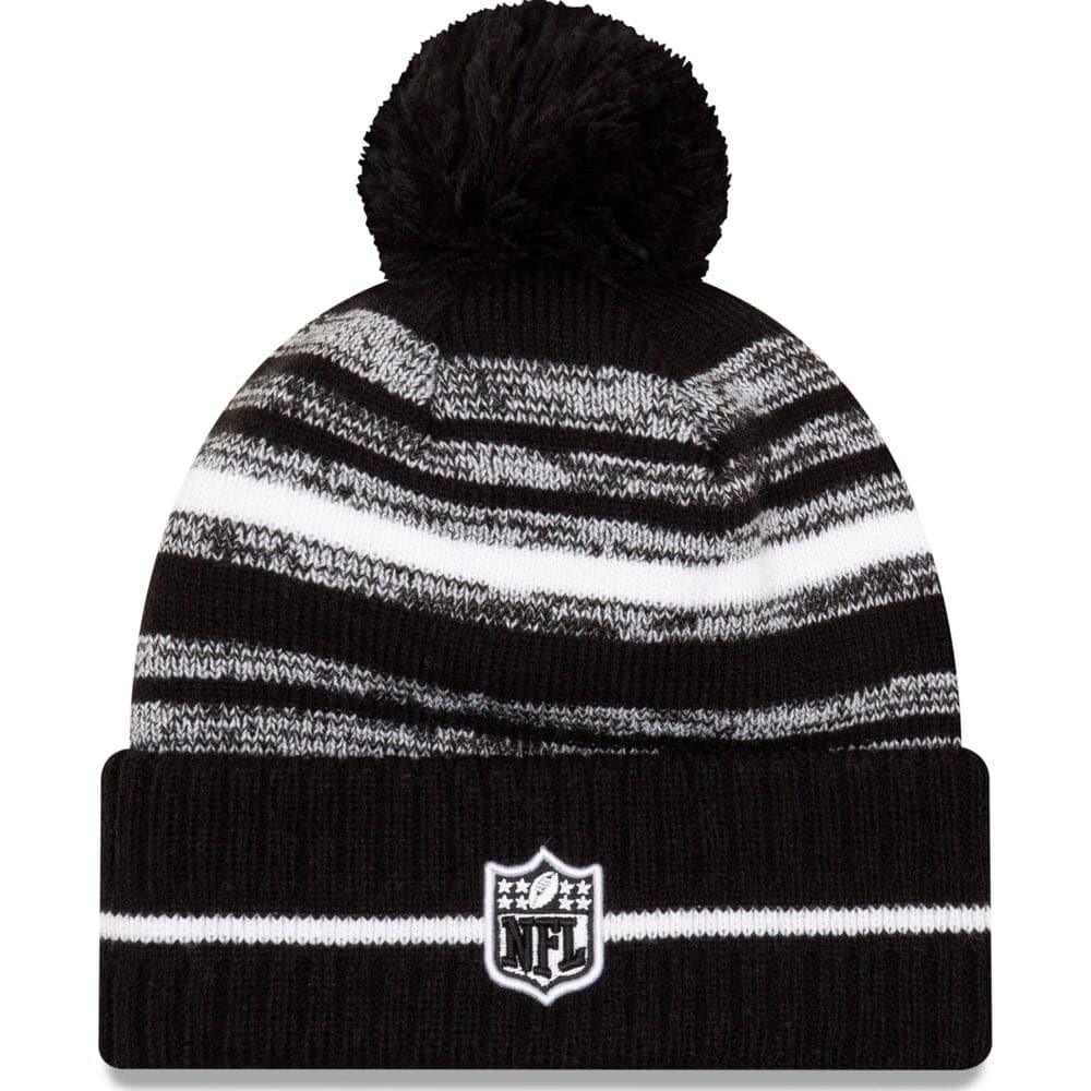 New Era Beanies Cleveland Browns New Era NFL 2021 Sideline Black & White Pom Knit Beanie - Black