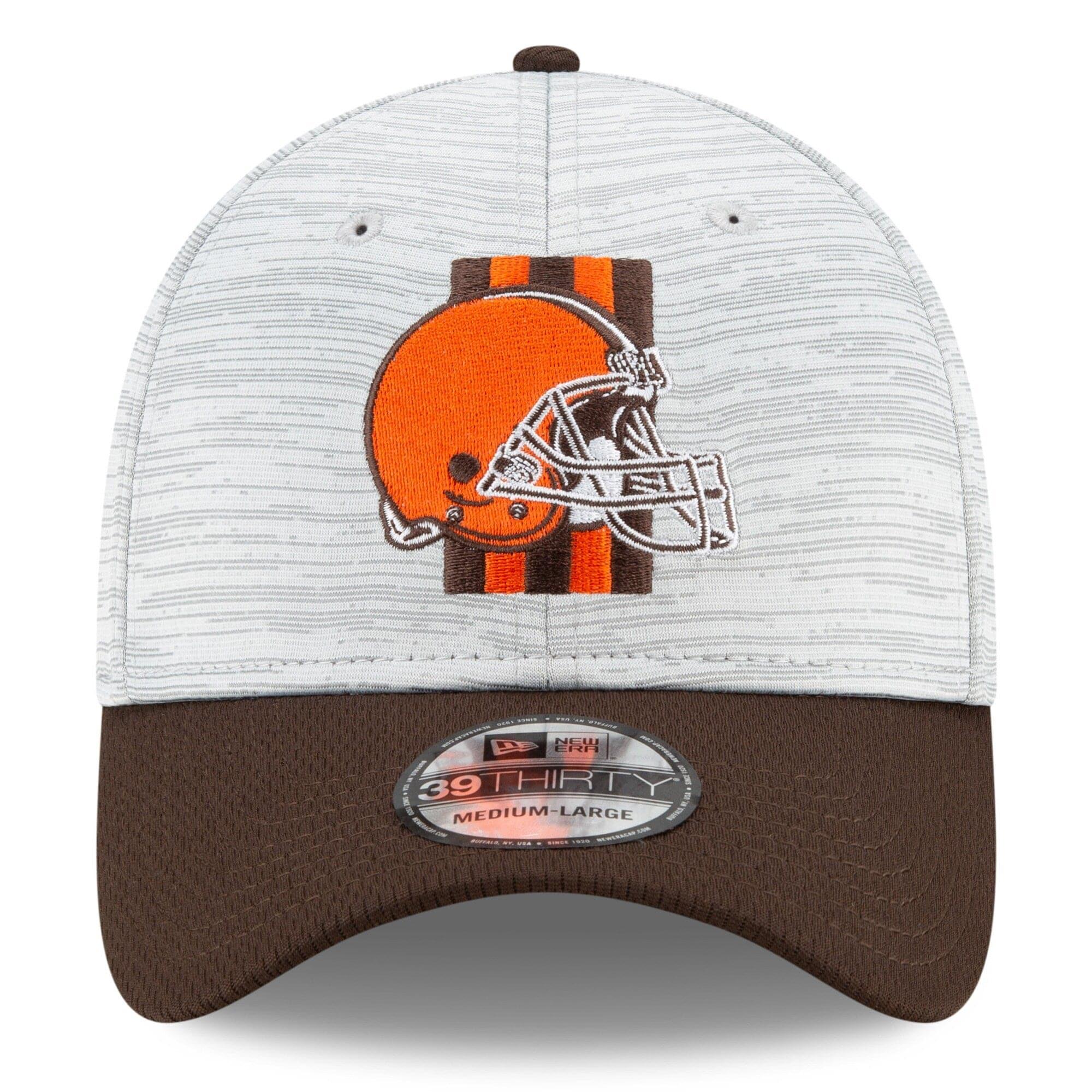 New Era Caps Cleveland Browns New Era NFL 2021 Training Camp 39THIRTY Flex Fit Curve Hat - Grey