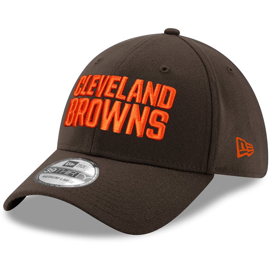New Era Caps Cleveland Browns New Era NFL Wordmark 39THIRTY Flex Fit Curve Hat - Brown