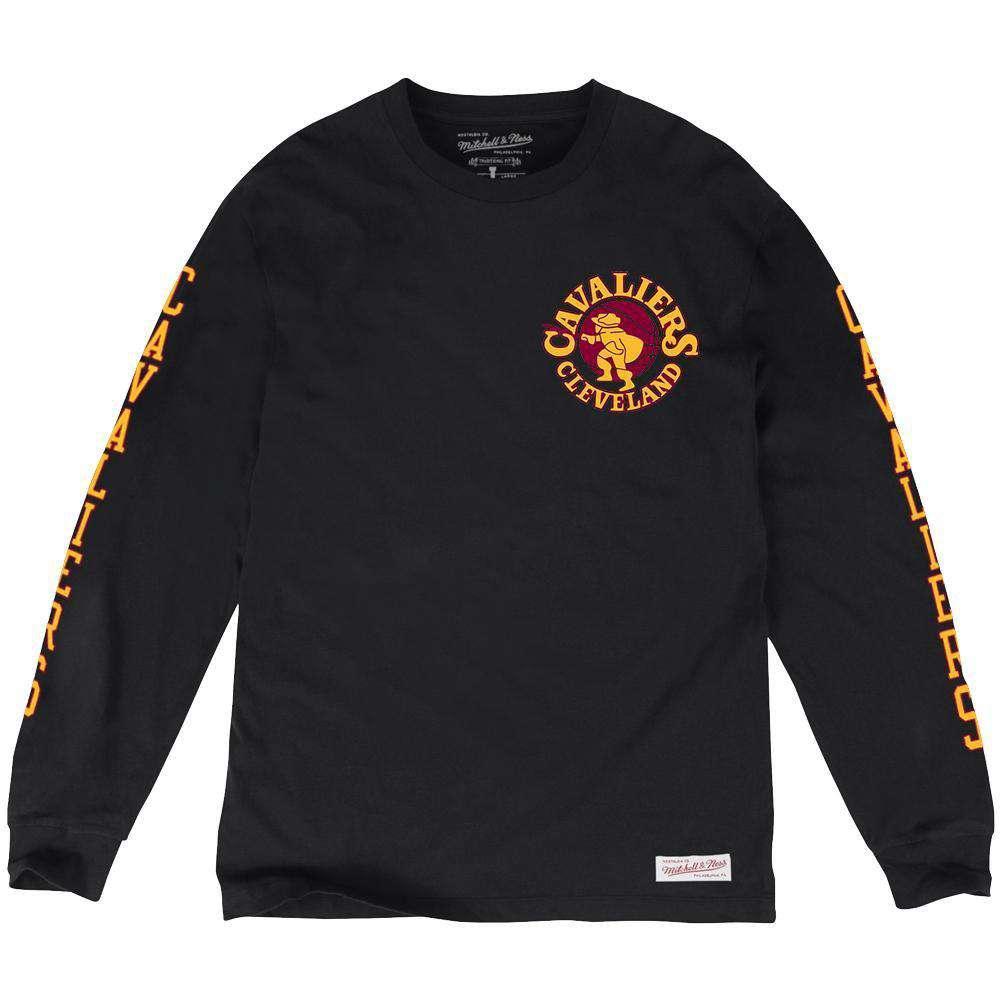 Mitchell And Ness Long Sleeve Tees Cleveland Cavaliers Mitchell & Ness NBA Iconic Long Sleeve T-Shirt - Black