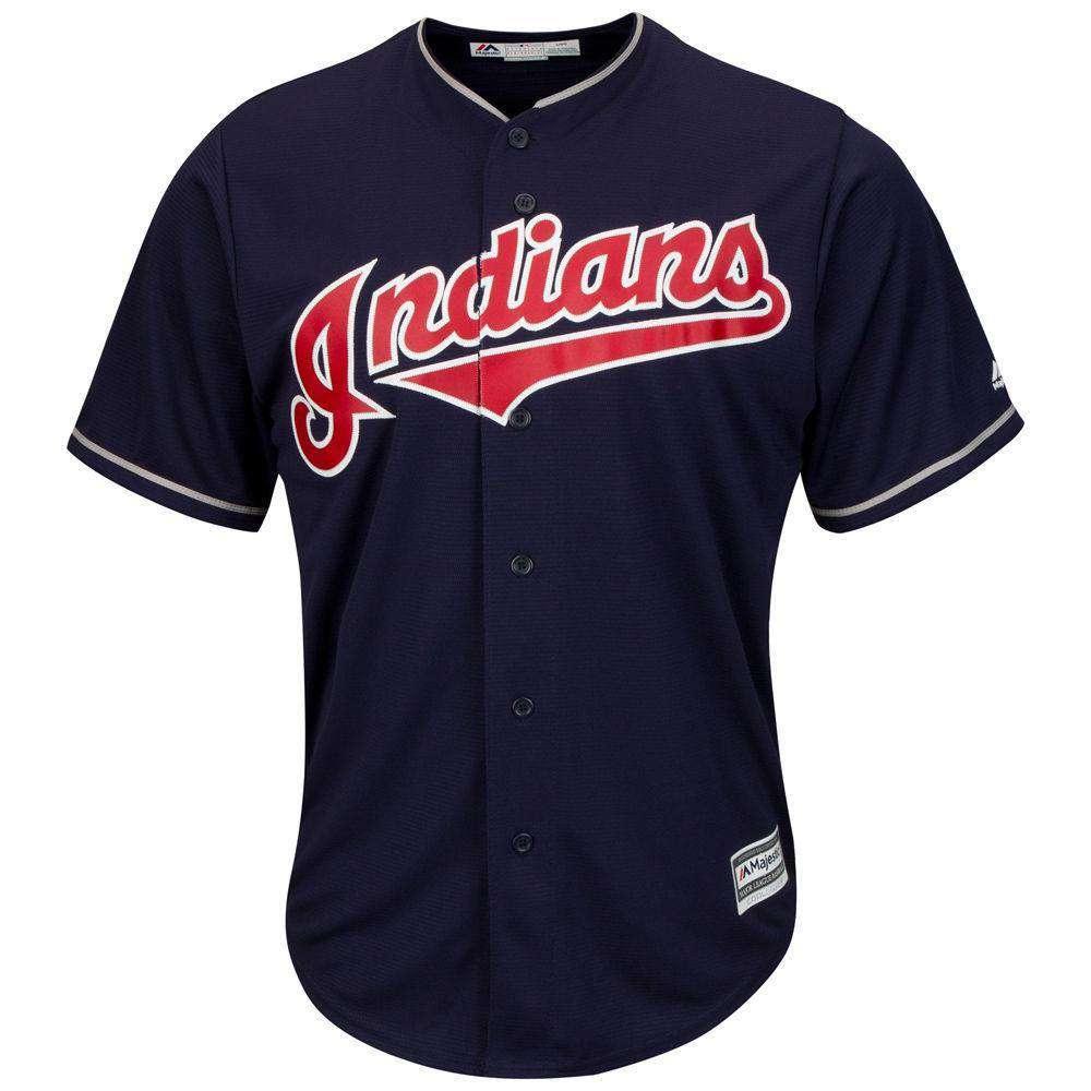 Majestic Athletic Jerseys Cleveland Indians Majestic MLB AC Cool Base Replica Jersey - Navy