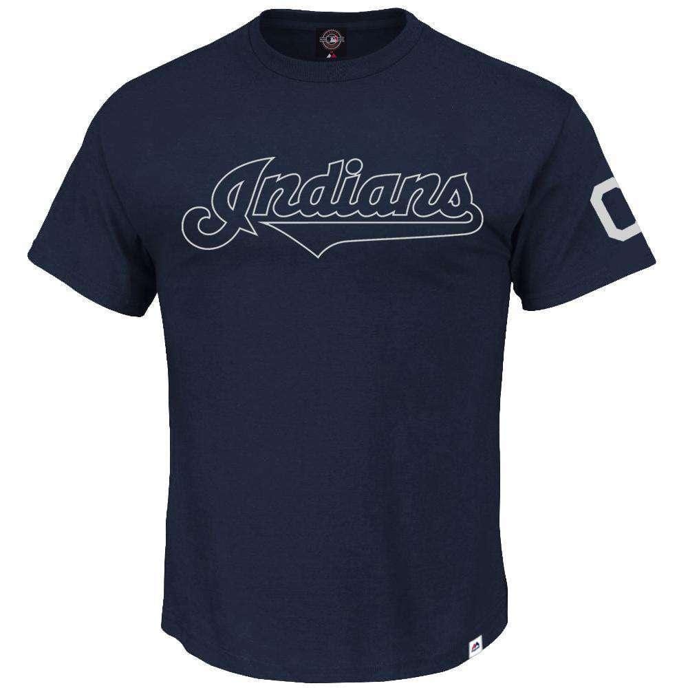 Majestic Athletic T-Shirts Cleveland Indians Majestic MLB Complete T-Shirt - Navy