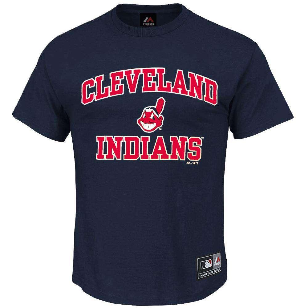 Majestic Athletic T-Shirts Cleveland Indians Majestic MLB Despa T-Shirt - Navy