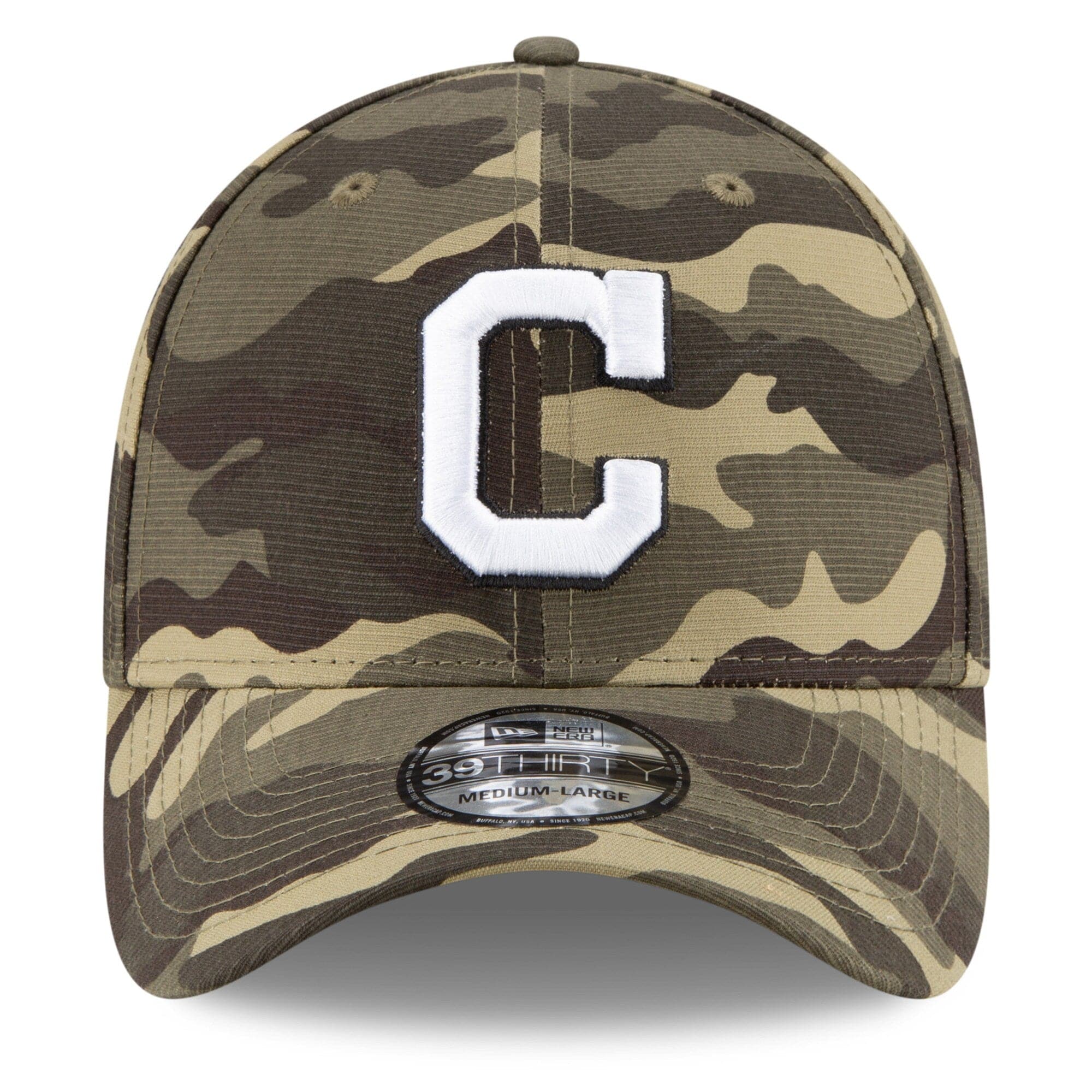 New Era Caps Cleveland Indians New Era MLB 2021 Armed Forces 39THIRTY Flex Fit Curve Hat - Camo